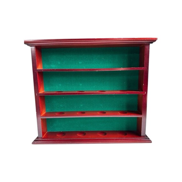 Vintage Mahogany Display Case Green Felt 16 Slot Round Divots - Picture 8 of 16